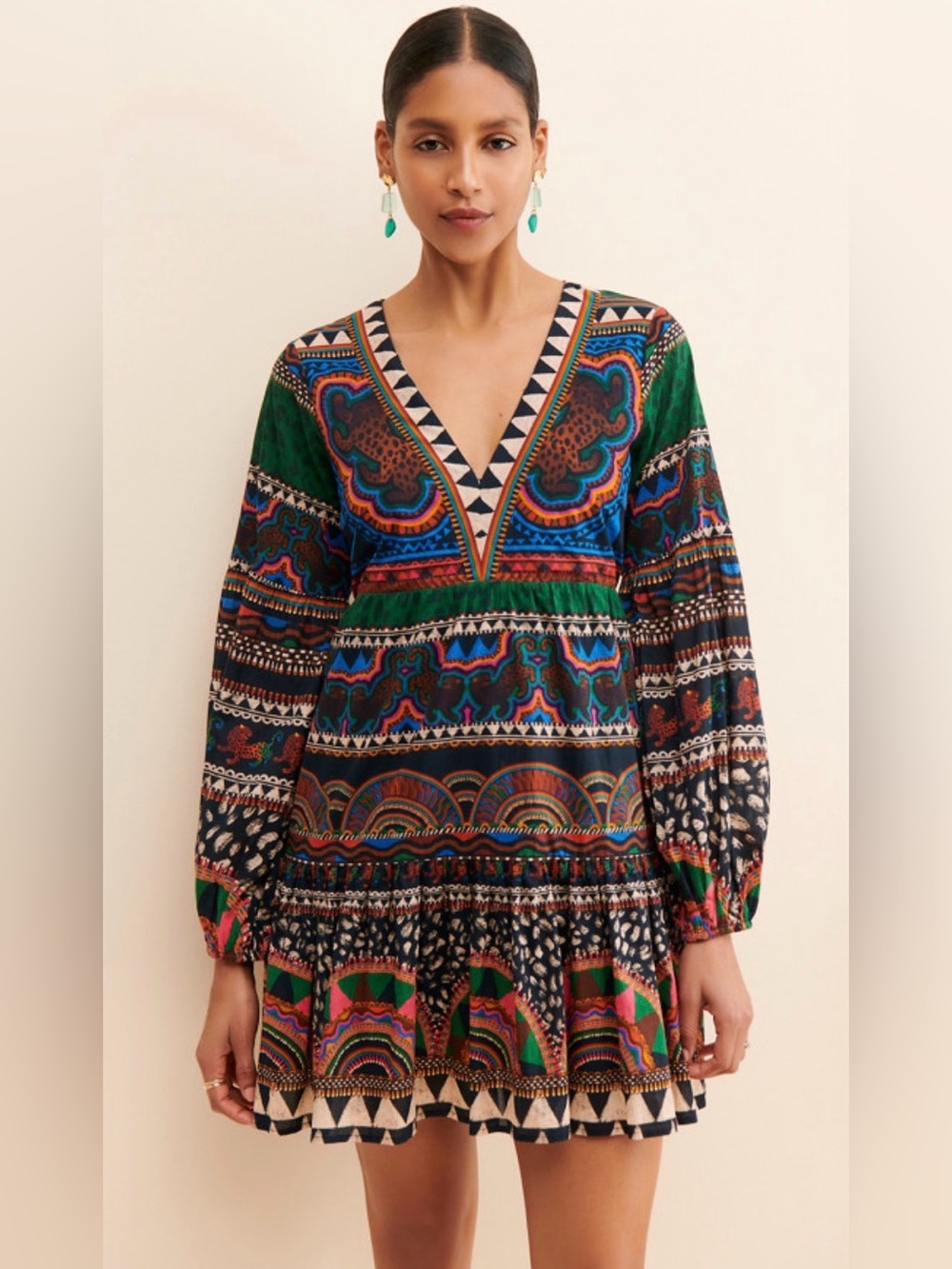 Anthropologie Farm Rio Animal Print Mini Dress